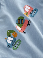 Blue/Green Appliqué Transport 100% Cotton Short Sleeve T-Shirt (3mths-7yrs) - Image 3 of 3