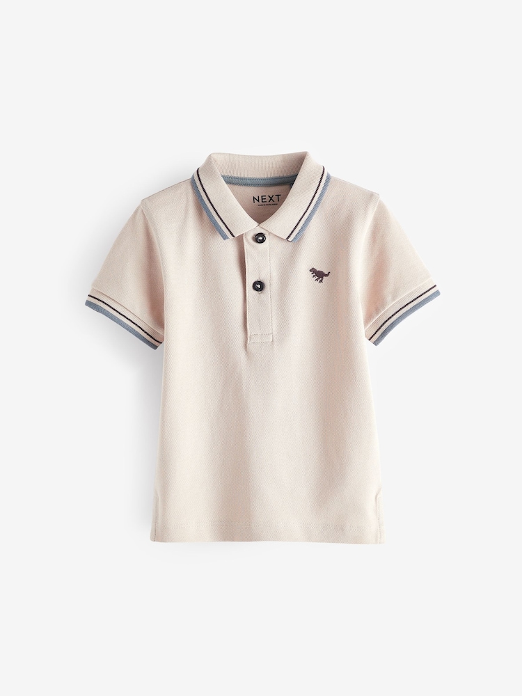 Putty Natural 100% Cotton Short Sleeve Polo Shirt (3mths-7yrs) - Image 1 of 3