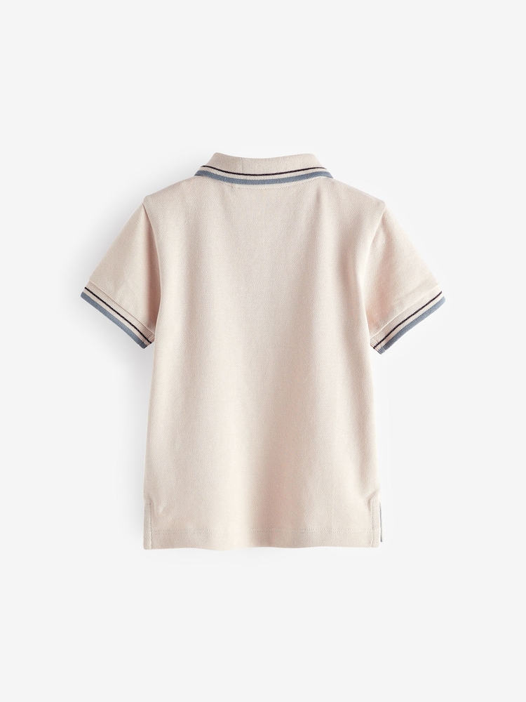 Putty Natural 100% Cotton Short Sleeve Polo Shirt (3mths-7yrs) - Image 2 of 3