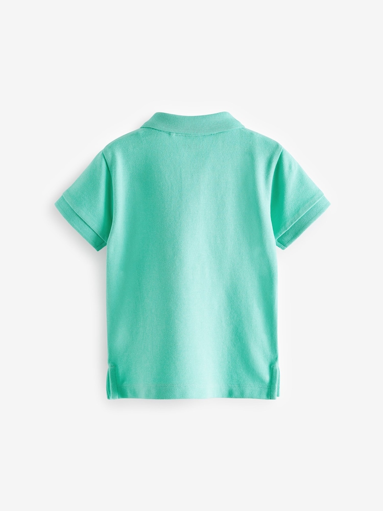 Green 100% Cotton Short Sleeve Polo Shirt (3mths-7yrs) - Image 2 of 3