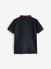Navy Blue All Over 100% Cotton Embroidered Short Sleeve Polo Shirt (3mths-7yrs) - Image 2 of 3