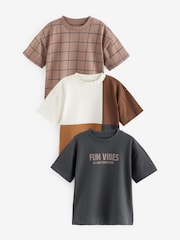 Brown 100% Cotton Short Sleeve Character T-Shirts 3 Pack (3mths-7yrs) - Image 1 of 3