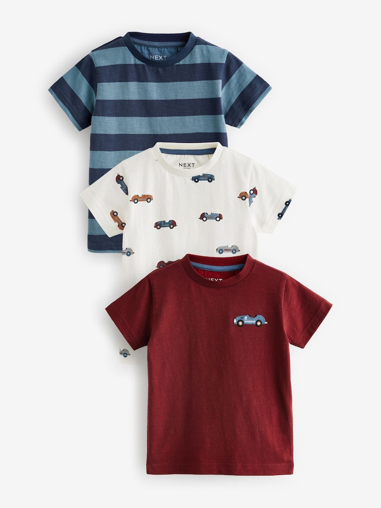 Rote/Blaue Autos - Kurzarm-T-Shirts mit Figuren aus 100 % Baumwolle im 3er-Pack (3M.–7J.) - Bild 1 von 4