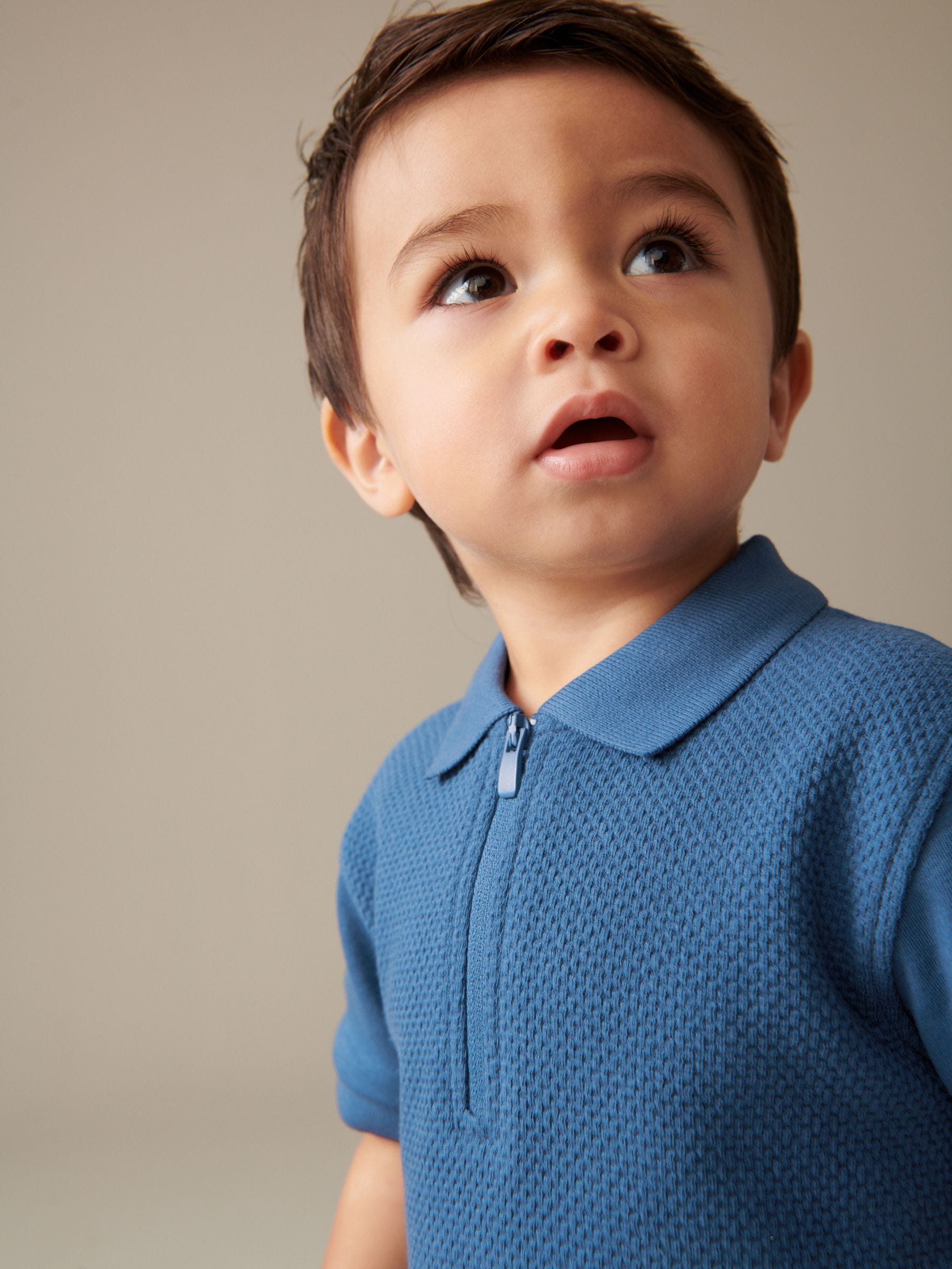 Buy Blue Quarter Zip Polo 100% Cotton Shirt and Shorts Set (3mths-7yrs)  from Next Luxembourg