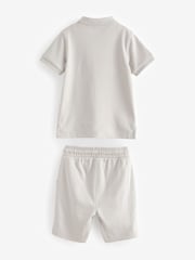 Grey Quarter Zip Polo 100% Cotton Shirt and Shorts Set (3mths-7yrs) - Image 6 of 7