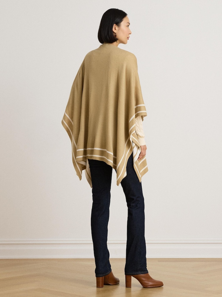 Lauren Ralph Lauren Natural Jet Set Stripe Trim Poncho - Image 2 of 6