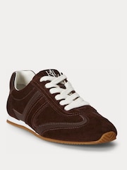 Lauren Ralph Lauren Brown Dani Low Profile Suede and Leather Trainers - Image 2 of 5