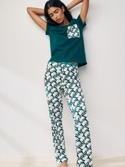 Teal Elephant 100% Cotton Short Sleeve Pyjamas - Image 2 of 8