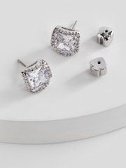 Kate Spade New York Silver Sparkle Princess Cut Large Studs - Image 1 of 2