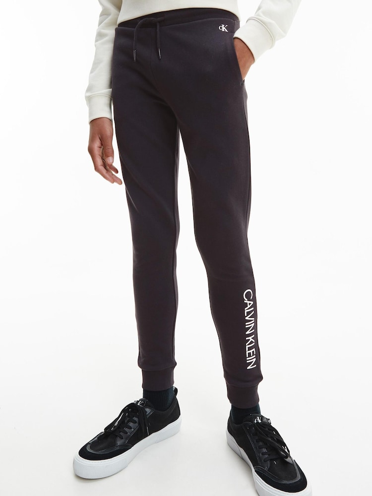 Calvin Klein Black Boys 100% Cotton Institutional Logo Sweatpants - Image 1 of 5