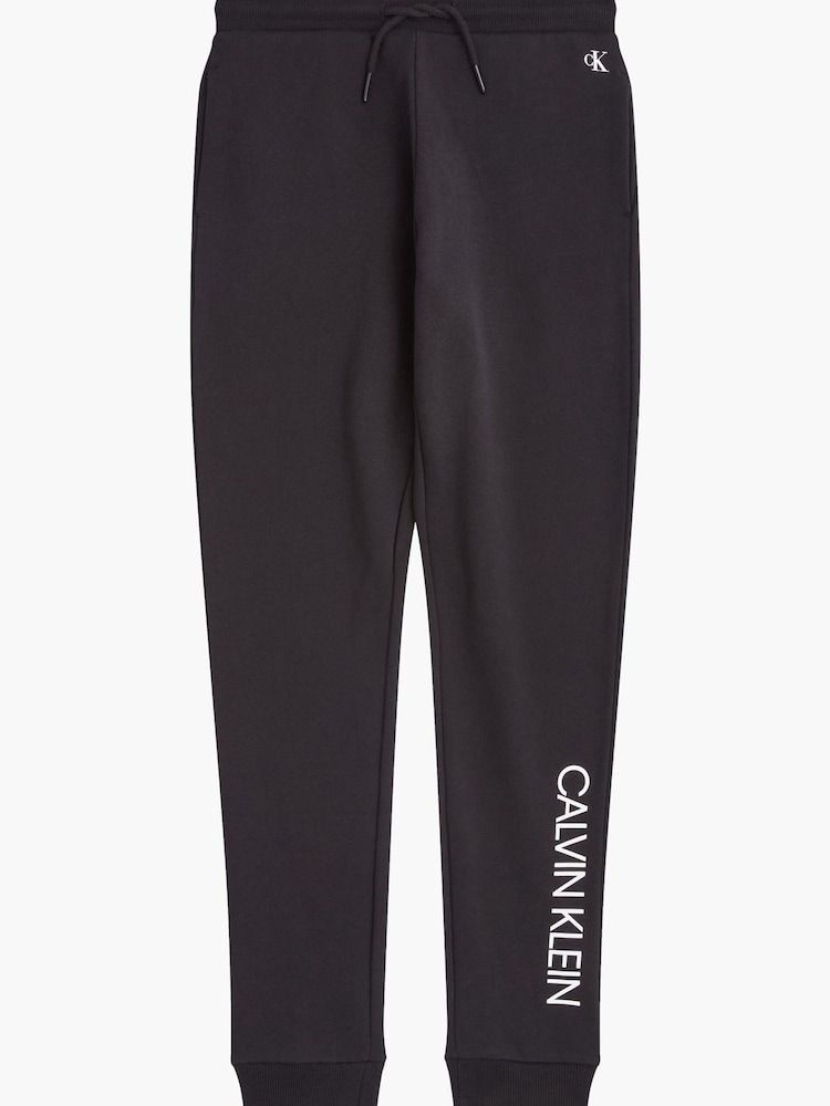 Calvin Klein Black Boys 100% Cotton Institutional Logo Sweatpants - Image 5 of 5