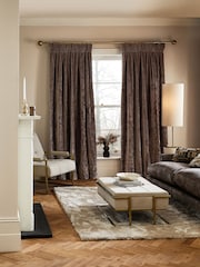 Mink Brown Next Collection Luxe Plush Chenille Pencil Pleat Lined Curtains - Image 1 of 1