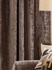 Mink Brown Next Collection Luxe Plush Chenille Pencil Pleat Lined Curtains - Image 4 of 5