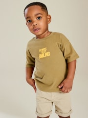 Khaki Green Simple 100% Cotton Short Sleeve T-Shirt (3mths-7yrs) - Image 1 of 6