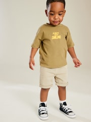 Khaki Green Simple 100% Cotton Short Sleeve T-Shirt (3mths-7yrs) - Image 2 of 6