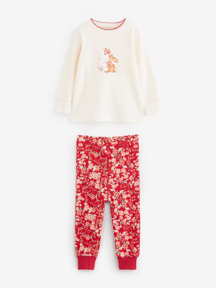 Red/Cream Bunny 3 Pack Long Sleeve Printed Pyjamas (9mths-12yrs) - Image 2 of 2