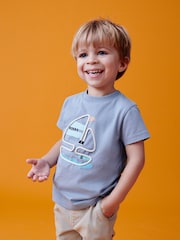 Blue Boat Appliqué Transport Short Sleeve T-Shirt (3mths-7yrs) - Image 1 of 6