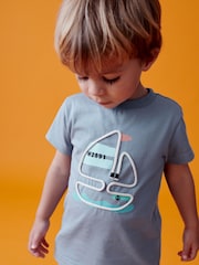 Blue Boat Appliqué Transport Short Sleeve T-Shirt (3mths-7yrs) - Image 2 of 6