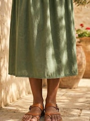 Roman Green Shirred Lace Midi Skirt - Image 4 of 4
