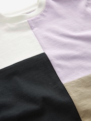 Black/Lilac Purple Short Sleeve Colourblock T-Shirt (3mths-7yrs) - Image 3 of 3