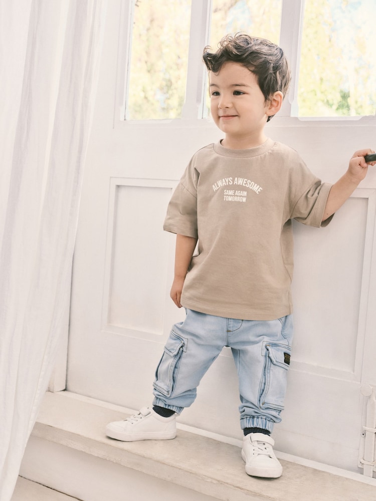 Neutral Simple 100% Cotton Short Sleeve T-Shirt (3mths-7yrs) - Image 2 of 6