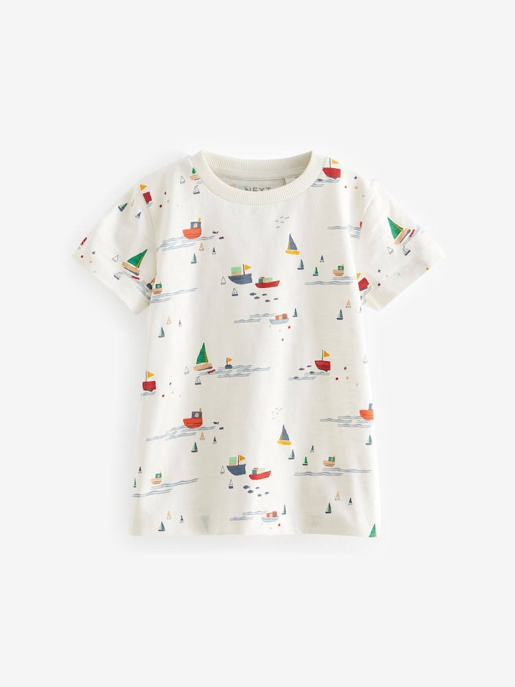 White/Blue All-Over Print Short Sleeve T-Shirt (3mths-7yrs) - Image 1 of 3