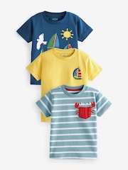 Yellow/Blue 100% Cotton Short Sleeve Character T-Shirts 3 Pack (3mths-7yrs) - Image 1 of 6