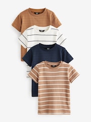 Blue/Tan Textured Short Sleeve T-Shirt 4 Pack (3mths-7yrs) - Image 1 of 10