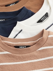 Blue/Tan Textured Short Sleeve T-Shirt 4 Pack (3mths-7yrs) - Image 10 of 10
