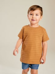 Blue/Tan Textured Short Sleeve T-Shirt 4 Pack (3mths-7yrs) - Image 2 of 10