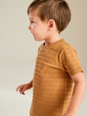Blue/Tan Textured Short Sleeve T-Shirt 4 Pack (3mths-7yrs) - Image 3 of 10