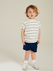 Blue/Tan Textured Short Sleeve T-Shirt 4 Pack (3mths-7yrs) - Image 4 of 10