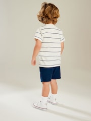 Blue/Tan Textured Short Sleeve T-Shirt 4 Pack (3mths-7yrs) - Image 6 of 10