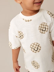 Ecru White/Brown 100% Cotton T-Shirt And Cycling Shorts Set (3mths-7yrs) - Image 3 of 6