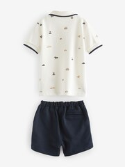White 100% Cotton All Over Printed Polo Shirt And Shorts Set (3mths-7yrs) - Image 10 of 11