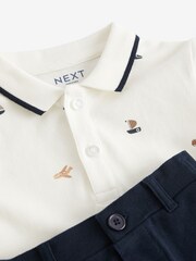 White 100% Cotton All Over Printed Polo Shirt And Shorts Set (3mths-7yrs) - Image 11 of 11