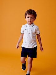 White 100% Cotton All Over Printed Polo Shirt And Shorts Set (3mths-7yrs) - Image 5 of 11