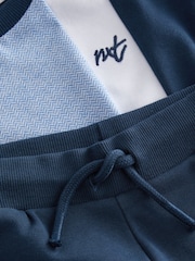 Blue 100% Cotton Short Sleeve Colourblock T-Shirt and Shorts Set (3mths-7yrs) - Image 7 of 7