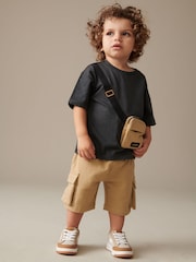 Tan Brown/Grey Utility Bumbag Short Sleeve T-Shirt & Shorts Set (3mths-7yrs) - Image 1 of 7