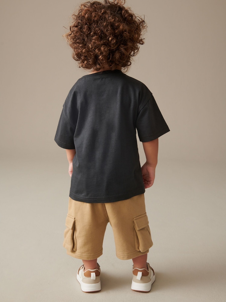 Tan Brown/Grey Utility Bumbag Short Sleeve T-Shirt & Shorts Set (3mths-7yrs) - Image 2 of 7