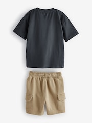 Tan Brown/Grey Utility Bumbag Short Sleeve T-Shirt & Shorts Set (3mths-7yrs) - Image 4 of 7
