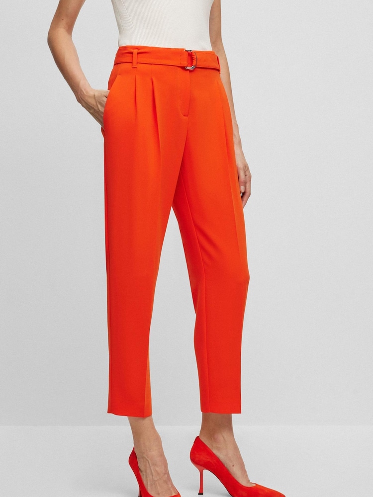 BOSS Orange Regular Fit Crease Resistant Japanese Crepe Cropped Trouser - Image 1 of 6
