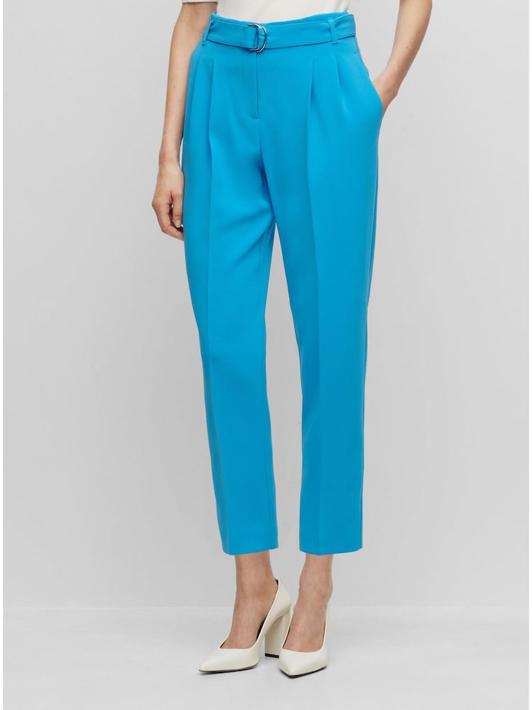 BOSS Blue Regular Fit Crease Resistant Japanese Crepe Cropped Trousers - Image 1 of 1 BOSS Blue Regular Fit Crease Resistant Japanese Crepe Cropped Trousers - Image 1 of 1