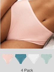 Blanc/Rose/Vert - Lot de 4 slips en dentelle - Image 1 de 9
