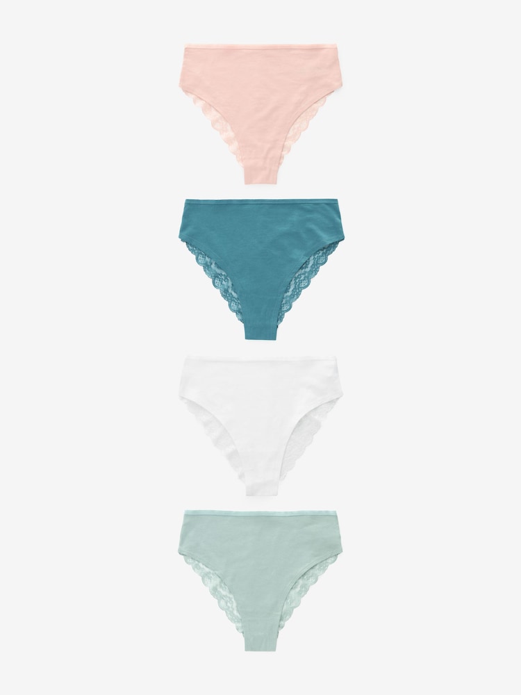 Blanc/Rose/Vert - Lot de 4 slips en dentelle - Image 5 of 9