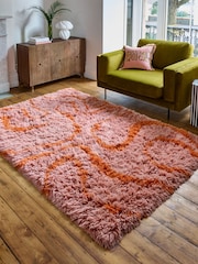 Rockett St George Pink Shaggy Berber Rug - Image 1 of 4