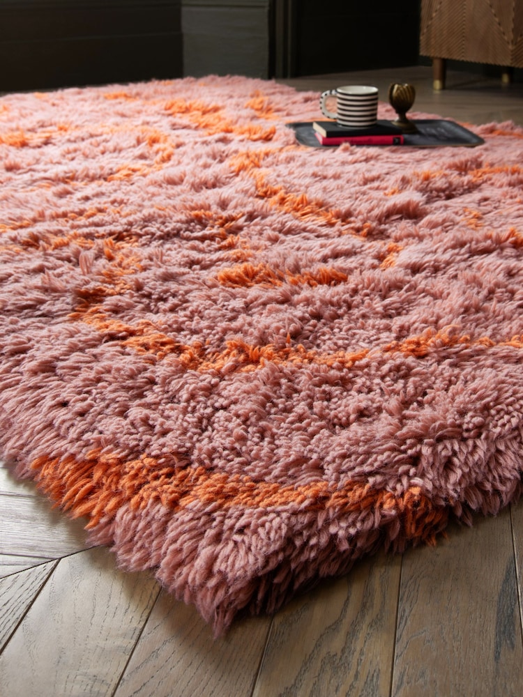 Rockett St George Pink Shaggy Berber Rug - Image 2 of 4