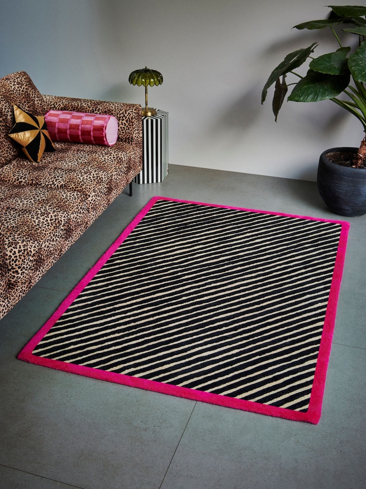 Rockett St George Black/Nude Sand Stripe Rug - Image 1 of 6