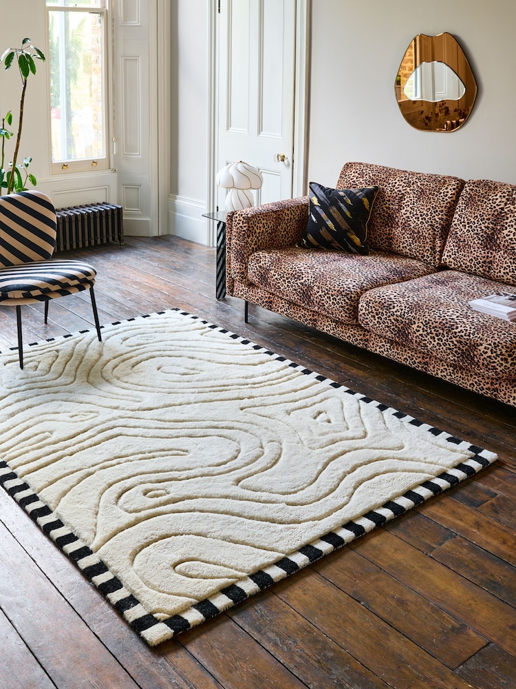 Rockett St George Cream Retro Curve Rug - Image 1 of 4 Rockett St George Cream Retro Curve Rug - Image 1 of 4