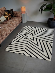 Rockett St George Black/Cream Studio Star Rug - Image 1 of 4